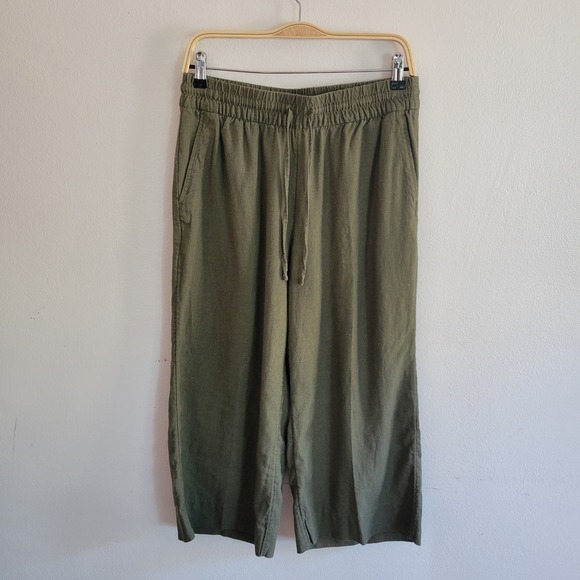 Banana Republic Factory Pants - Banana Republic Wide Leg Crop Pants Small Avocado Green Coastal Resort Travel